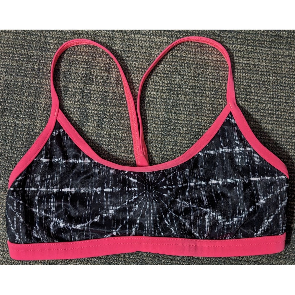Women's Black and Pink Sports Bra